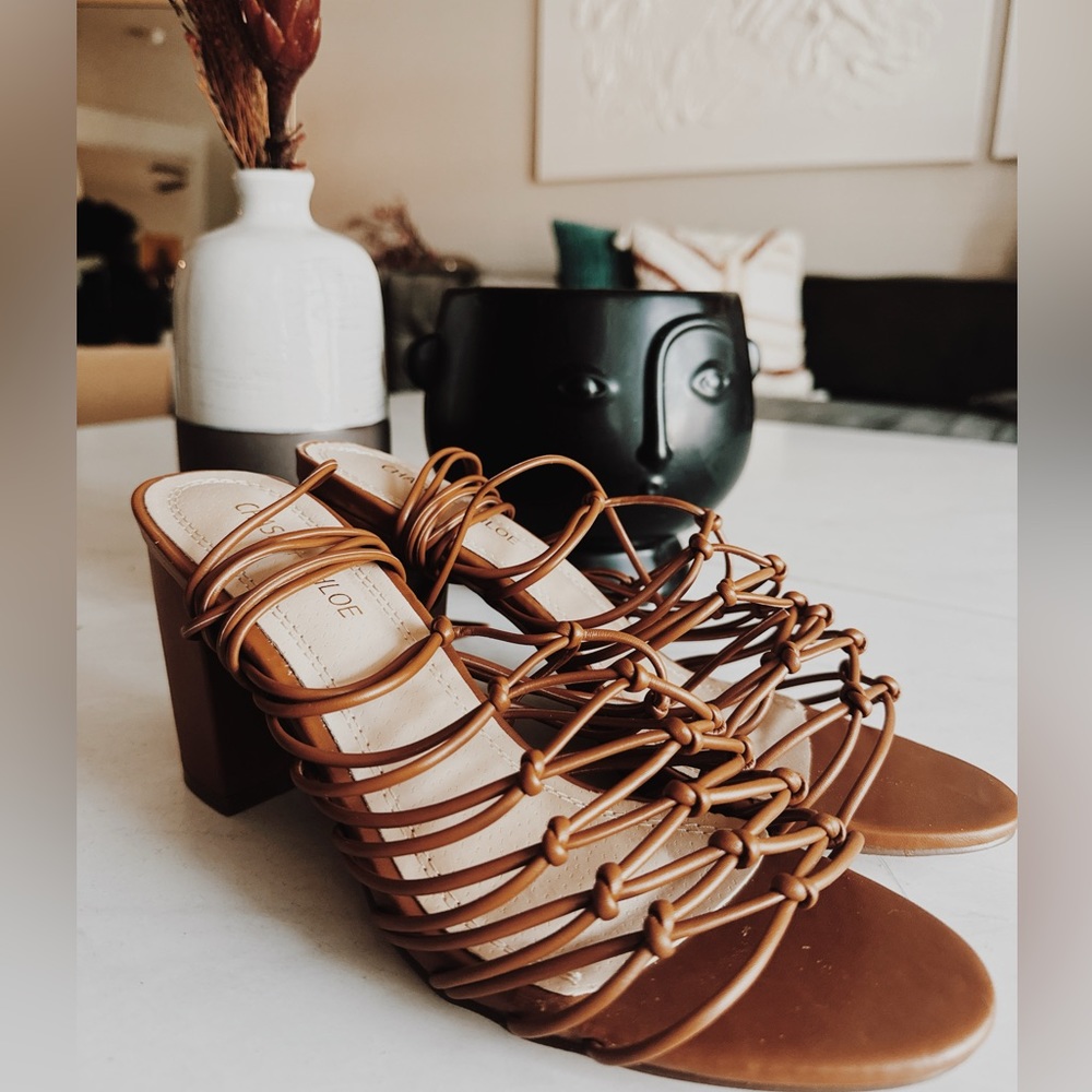 CHASE + CHLOE / Heeled Sandals / NEW / Never Worn / IN BOX / Brown